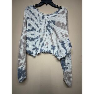 Jessica Simpson Tie Dye Cropped Sweater Women's Large Cotton Distressed Knit
